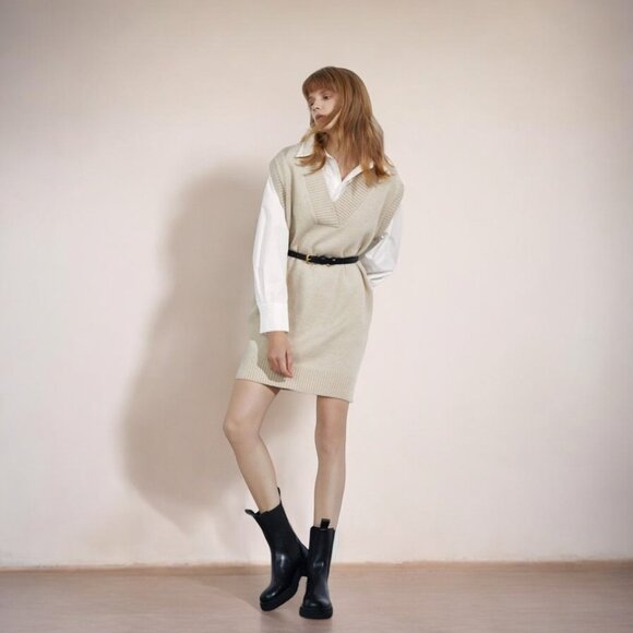 NWT J.ING Essential Khaki Knit Vest - Picture 3 of 6